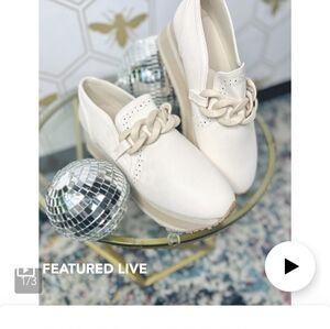 Pierre Dumas Cream Chain Platform Sneakers